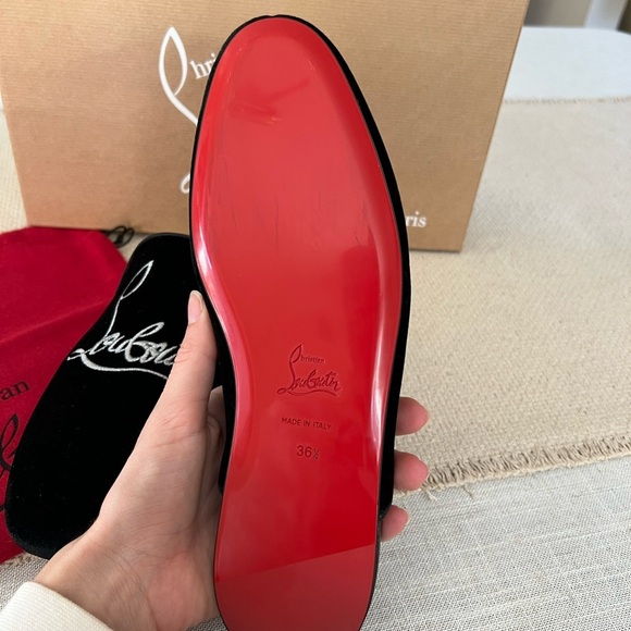 NEW CHRISTIAN LOUBOUTIN NAVY COOLITO DONNA FLAT VELVET - Picture 3 of 7